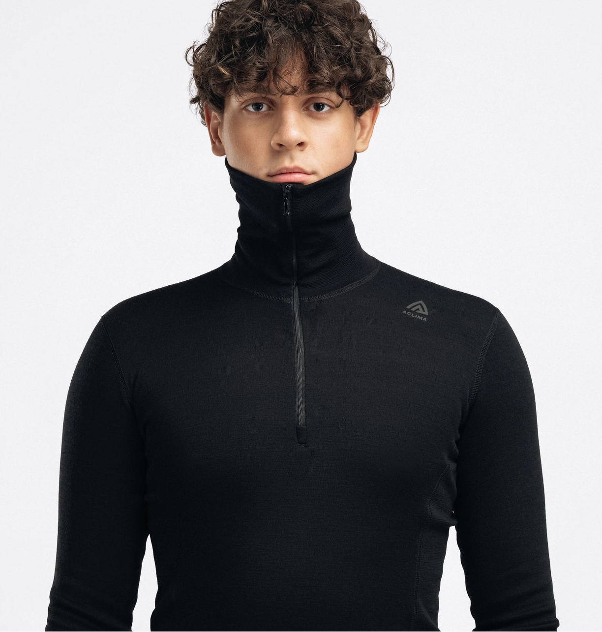 Aclima WarmWool - hálfrenndur ullarbolur með háum kraga, herra